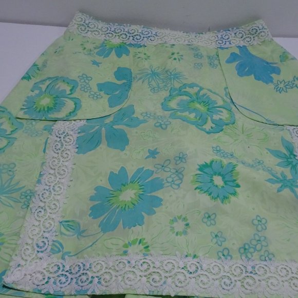 LILLY PULITZER Pansy Lace Skort Skirt Shorts Lagoon Green Wave Sz M - Picture 1 of 16
